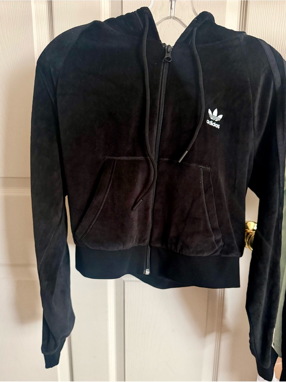 adidas CROP FZ HOOD Cropped Zip Hoodie in Black Medium NWT